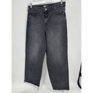Old Navy Extra High Rise Wide Leg Jeans Womens Size 14 Black Wash Skater Hip Hop